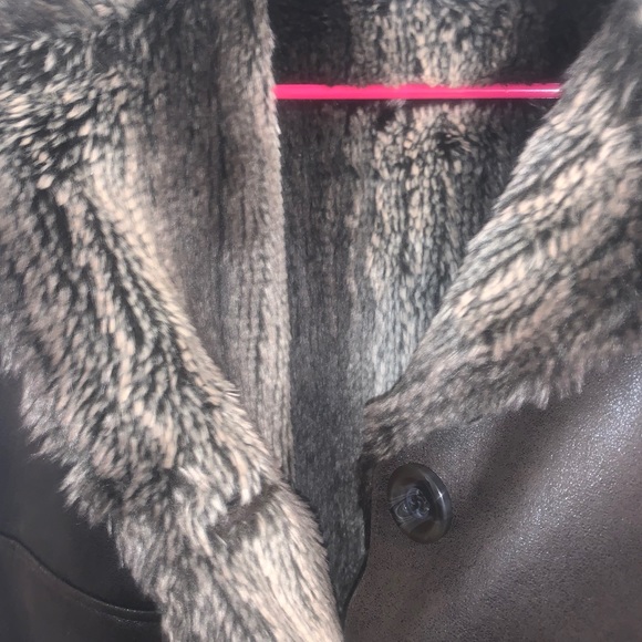 Faux Fur & Leather Chico’s Button Down Jacket - Picture 4 of 4
